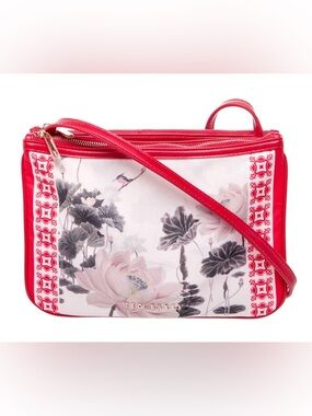 RARE Ted Baker Pink and Gray Floral Crossbody Bag